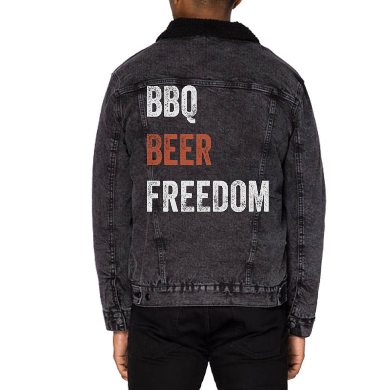 Beer Bbq Freedom Texas Bbq Design For Him Love Unisex Sherpa-Lined Denim Jacket by strosesimonsf | Artistshot