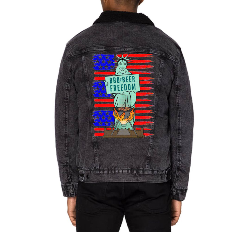 Bbq Beer Freedom Liberty Trending Unisex Sherpa-Lined Denim Jacket by strosesimonsf | Artistshot