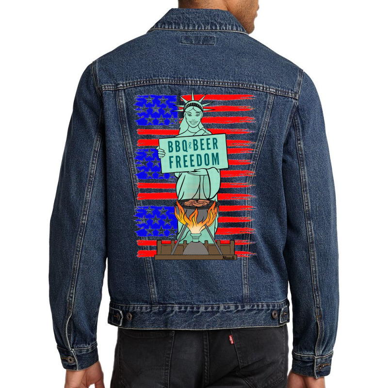 Bbq Beer Freedom Liberty Trending Men Denim Jacket by strosesimonsf | Artistshot