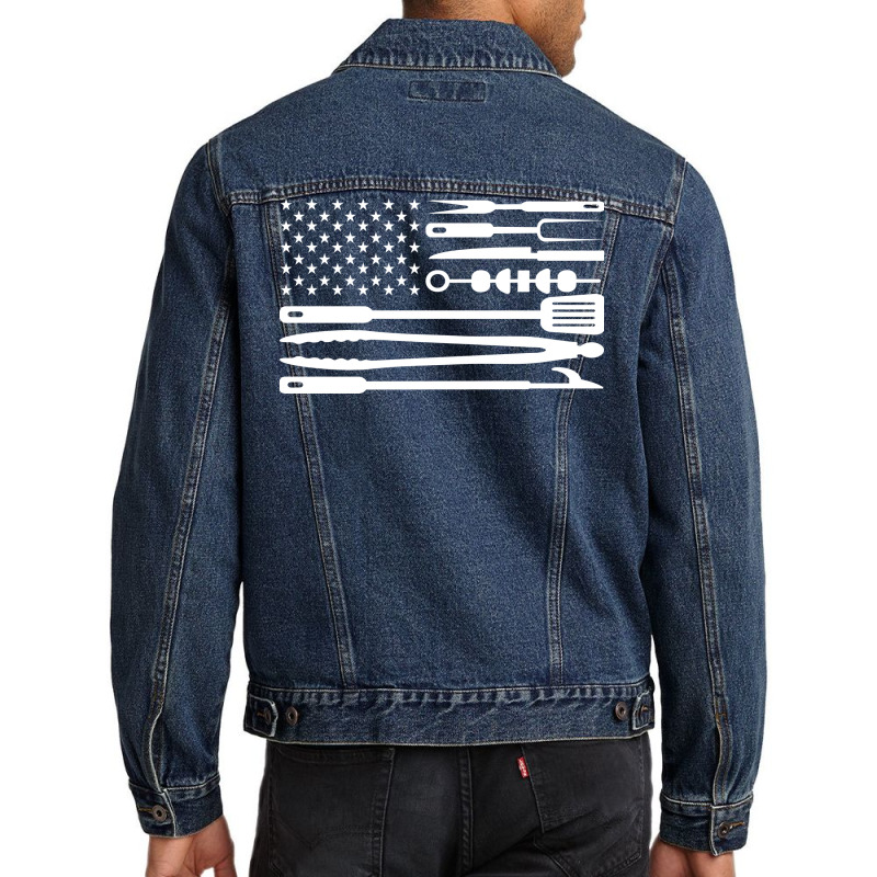 Bbq Flag Aesthetic Men Denim Jacket by strosesimonsf | Artistshot