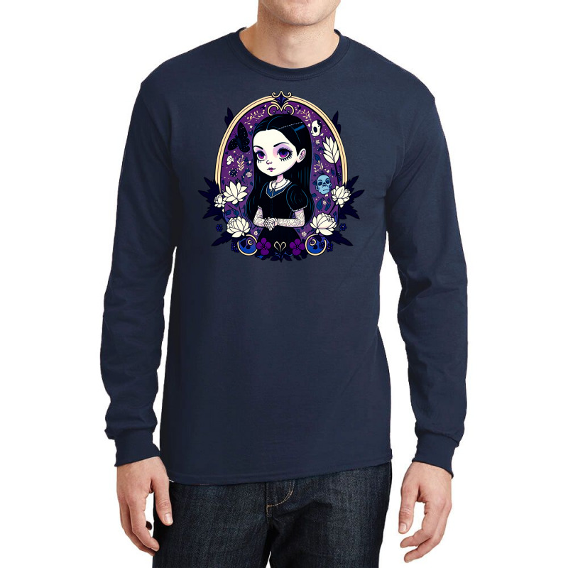 A Mysterious Girl   Wednesday   Vector Art Long Sleeve Shirts | Artistshot