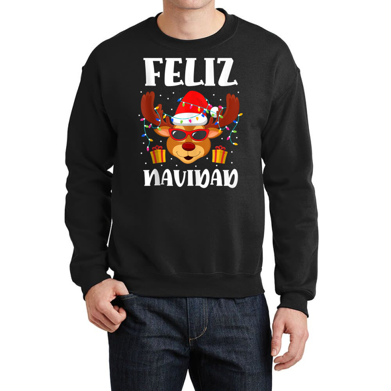 Feliz Navidad Outfit Reindeer Santa Spanish Christ Crewneck Sweatshirt | Artistshot