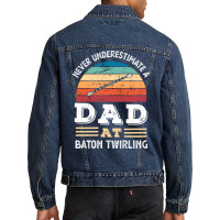 Funny Dad At Baton Twirling Fathers Day Gift Men N Men Denim Jacket | Artistshot