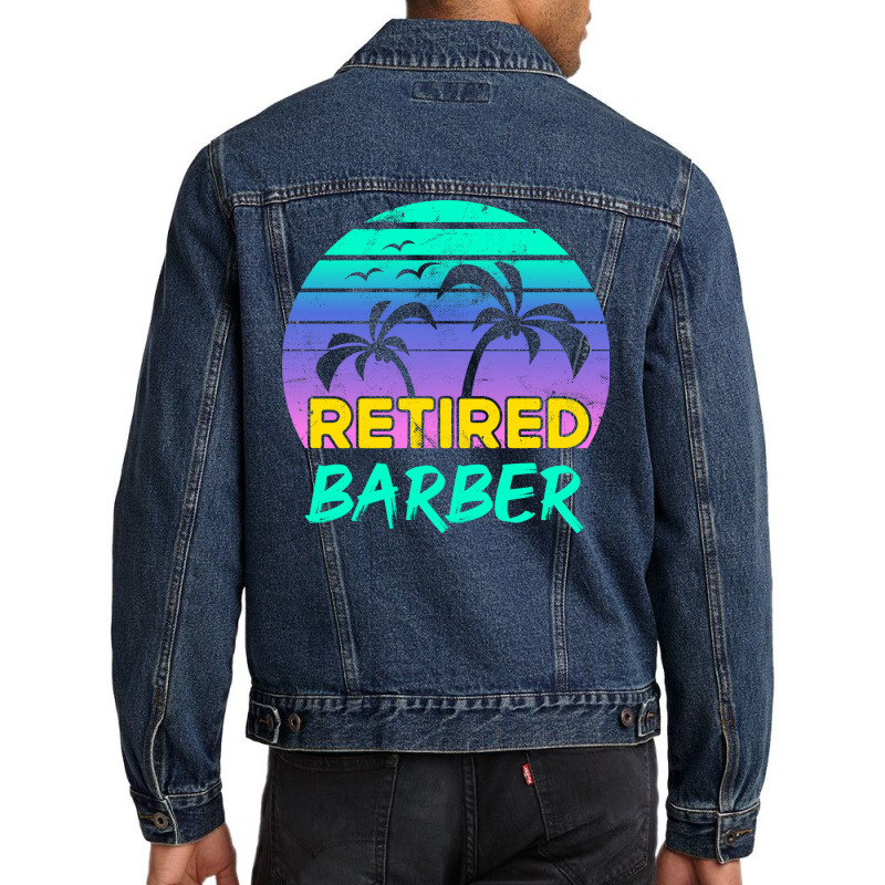 Retired Barber Retirement Gift Retro Retro Men Denim Jacket | Artistshot