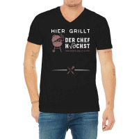 Hier Grillt Der Chef Hchst Persnlich Stars V-neck Tee | Artistshot