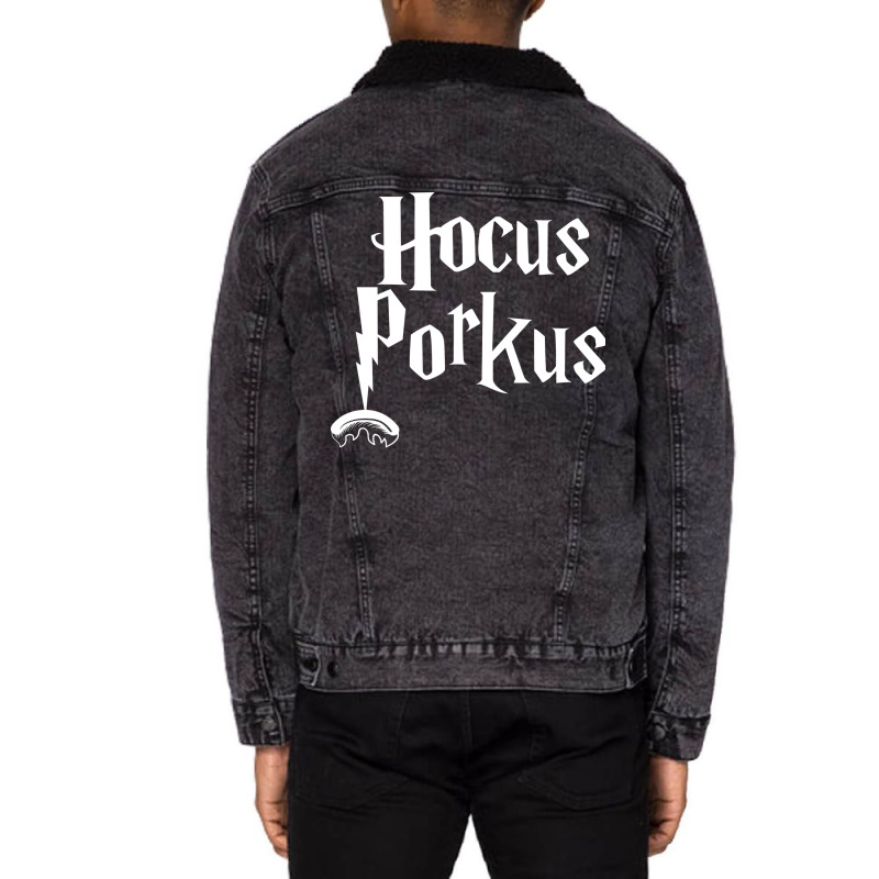 Hocus Porkus Funny Novelty Bbq Barbecue Pit Boss P Unisex Sherpa-Lined Denim Jacket by strosesimonsf | Artistshot