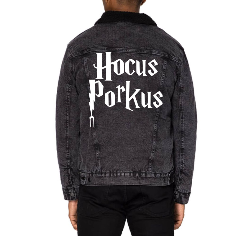 Hocus Porkus Funny Novelty Bbq Barbecue Pit Boss P Unisex Sherpa-Lined Denim Jacket by strosesimonsf | Artistshot