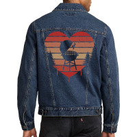 Cute Vintage Heart Bbq Valentine Day Love Gift Ide Men Denim Jacket | Artistshot