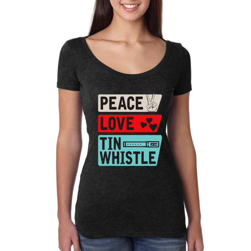 Peace Love Tin Whistle Instrument Music Irish Women's Triblend Scoop T-shirt by lauUPTEES | Artistshot