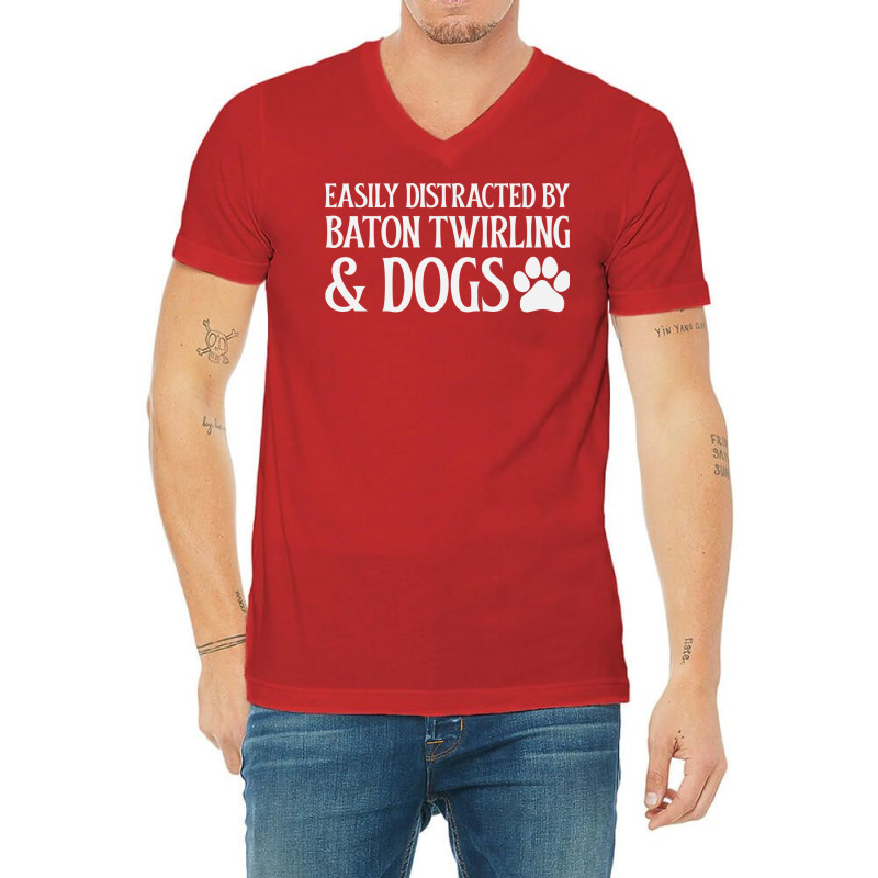 Easily Distracted Red V-Neck Tee by strosesimonsf | Artistshot