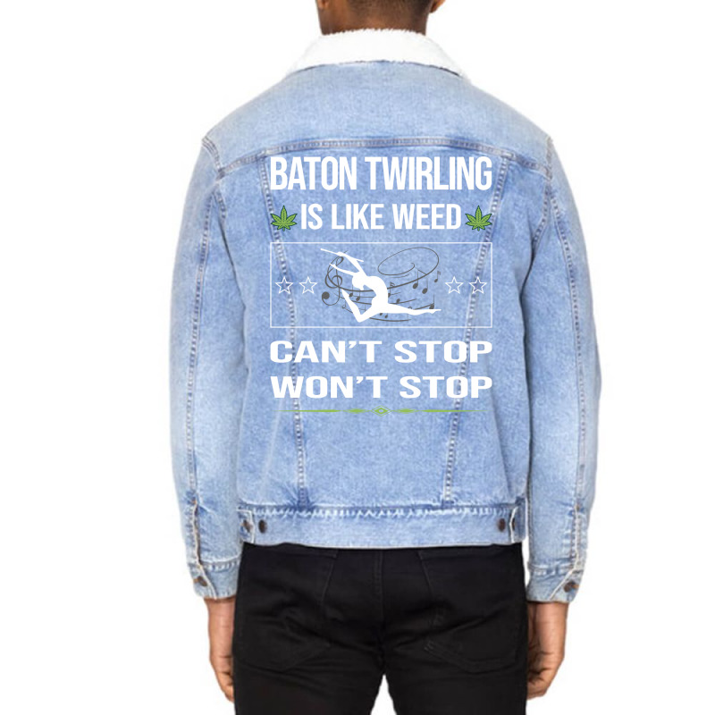 Funny Cant Stop Baton Twirling Twirl Twirler Vinta Unisex Sherpa-Lined Denim Jacket by strosesimonsf | Artistshot