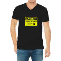 Game Over Caution Angry Gamer V-neck Tee | Artistshot