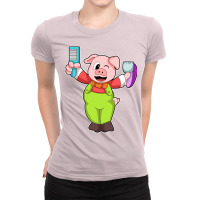 Pig With Comb Razor Boy Ladies Fitted T-shirt | Artistshot