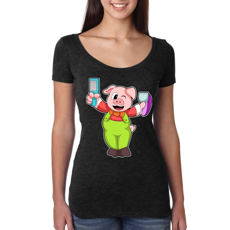 Pig With Comb Razor Boy Women's Triblend Scoop T-shirt by niventriskao | Artistshot