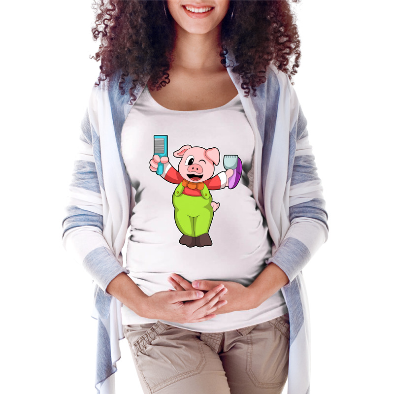 Pig With Comb Razor Boy Maternity Scoop Neck T-shirt by niventriskao | Artistshot