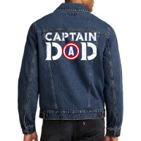 Captain Dad Fathers Shirt American Flag Men Denim Jacket | Artistshot