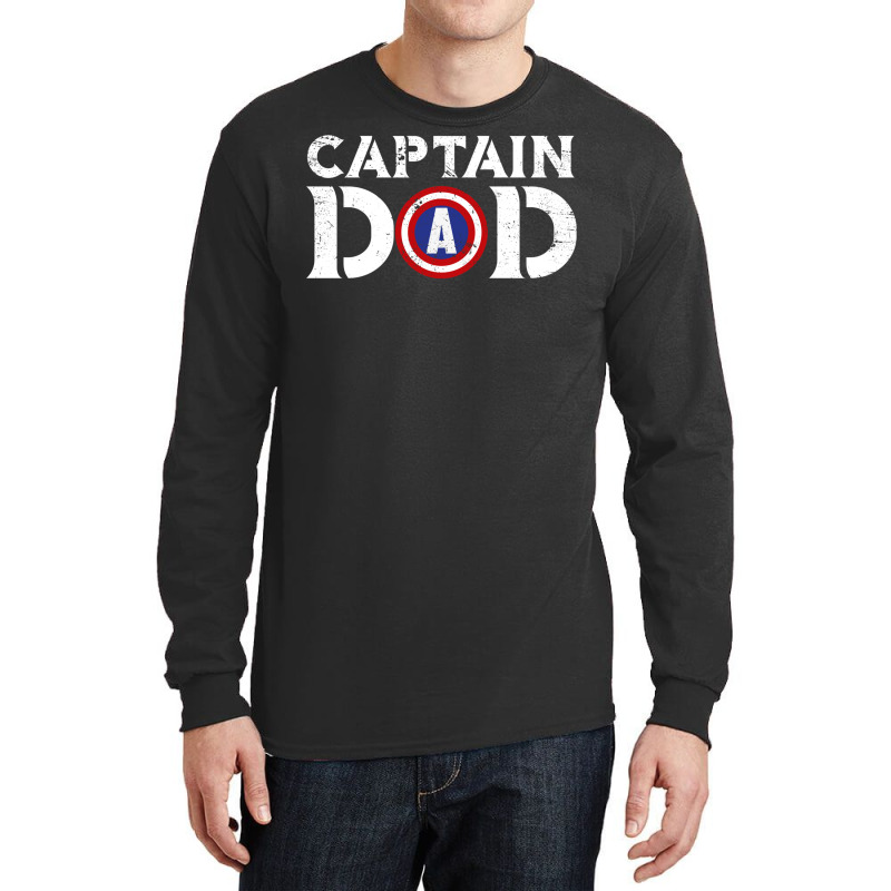 Captain Dad Fathers Shirt American Flag Long Sleeve Shirts | Artistshot