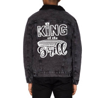 King Of The Grill Bbq Grilling Outdoor Cooking Quo Unisex Sherpa-lined Denim Jacket | Artistshot