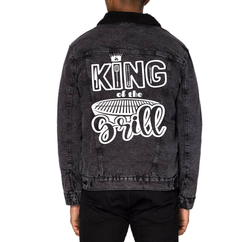 King Of The Grill Bbq Grilling Outdoor Cooking Quo Unisex Sherpa-Lined Denim Jacket by strosesimonsf | Artistshot