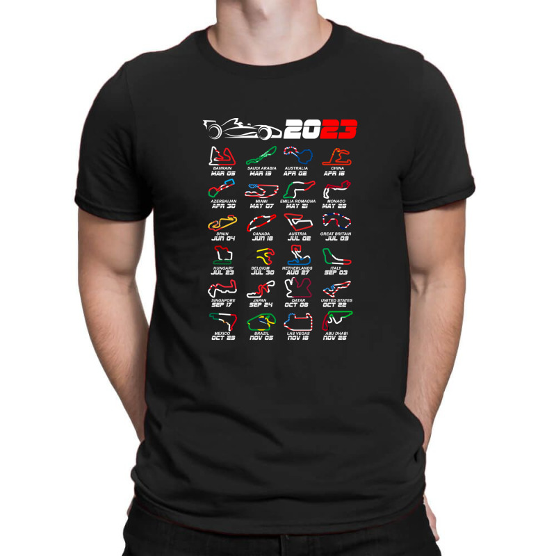 Calendar Formula Race Cars 2023 Circuits Colors T-shirt | Artistshot