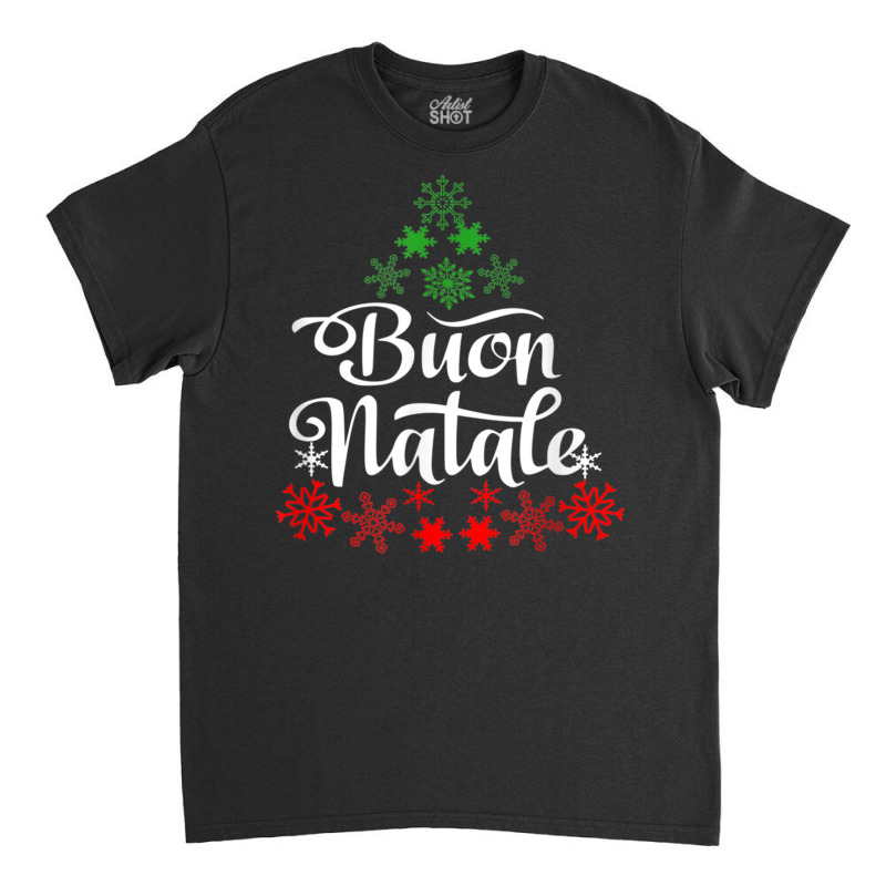 Italian Christmas Buon Natale Snowflake Italy Tree Classic T-shirt by voutsro | Artistshot