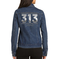 Detroit 313 Area Code Skyline Michigan Vintage T S Ladies Denim Jacket | Artistshot