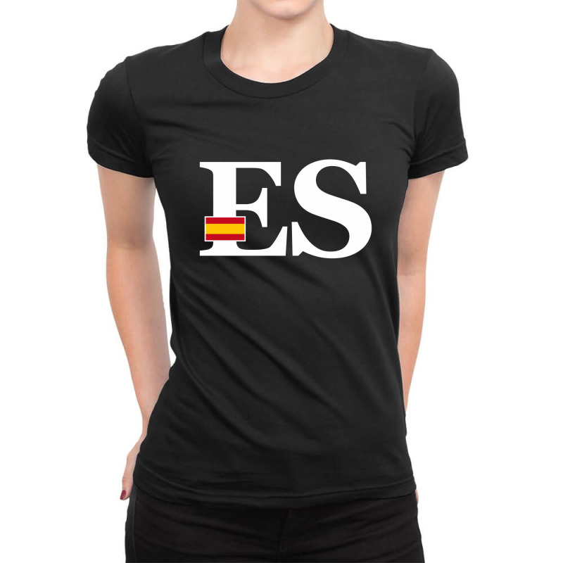 Spain Flag And Country Initials Ladies Fitted T-Shirt by cidolopez | Artistshot