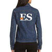 Spain Flag And Country Initials Ladies Denim Jacket | Artistshot