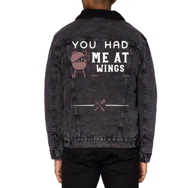 You Had Me At Wings Love Unisex Sherpa-Lined Denim Jacket by strosesimonsf | Artistshot