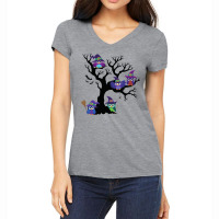 Owls In Hats On Branches Women's V-neck T-shirt | Artistshot