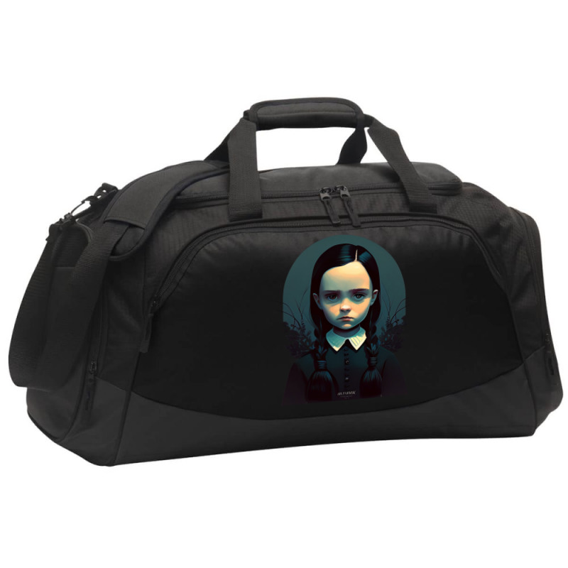 Sad Lonely Girl   Wednesday   Vector Art Active Duffel | Artistshot