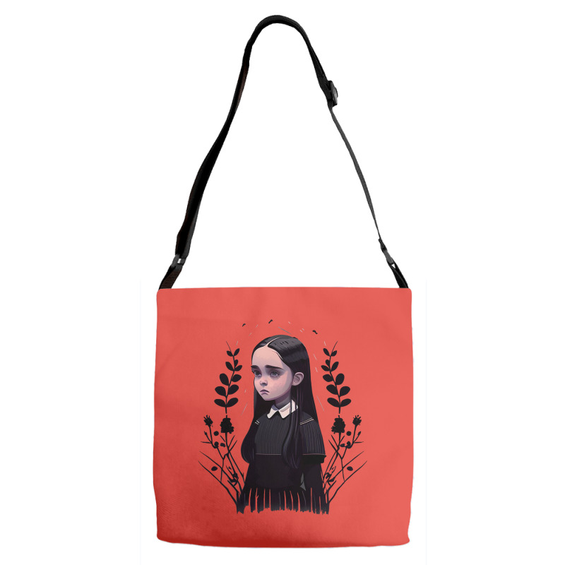 Sad Lonely Girl And Flowers   Wednesday   Vector A Adjustable Strap Totes | Artistshot