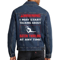 Red Warning Baton Twirling Twirl Twirler Trending Men Denim Jacket | Artistshot