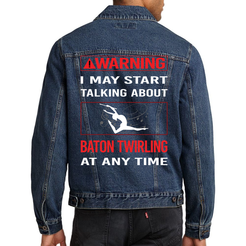 Red Warning Baton Twirling Twirl Twirler Trending Men Denim Jacket by strosesimonsf | Artistshot