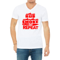 Womens Bbq Gift Print Mens Grilling Rub Smoke Eat V-neck Tee | Artistshot