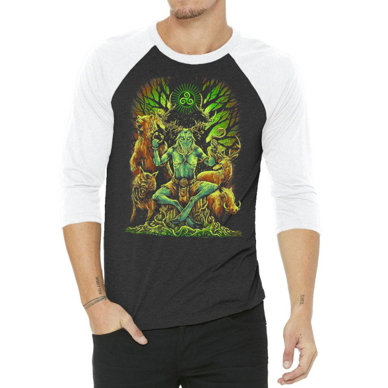 Celtic Pagan Cernunnos Irish Scottish Mythology Pr 3/4 Sleeve Shirt by saterseim | Artistshot