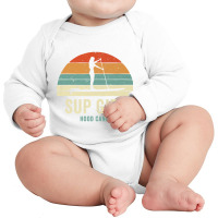 Hood Canal Woman On Sup Girl Retro Vintage Style P Long Sleeve Baby Bodysuit | Artistshot