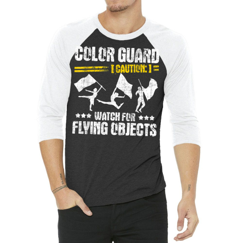 Color Guard Caution Watch For Flying Objects   Fla 3/4 Sleeve Shirt | Artistshot