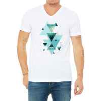 Geometric Triangle Compilation In Teal V-neck Tee | Artistshot