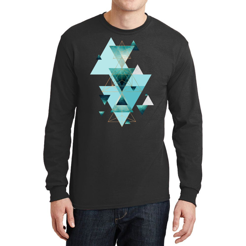 Geometric Triangle Compilation In Teal Long Sleeve Shirts | Artistshot