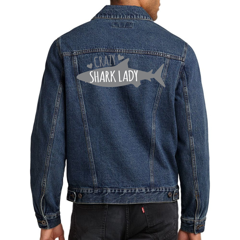 Crazy Shark Lady Men Denim Jacket by winkleslifkos | Artistshot