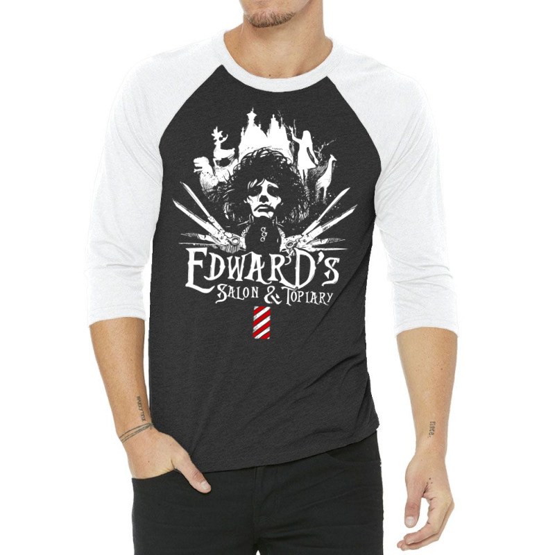 Edward's Salon And Topiary   Edward Scissorhands 3/4 Sleeve Shirt by filesphomp | Artistshot