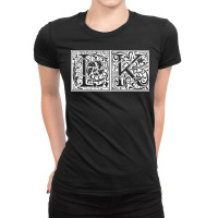 Lk   Initials L K Name Surname Onomastics Onomatol Ladies Fitted T-shirt | Artistshot