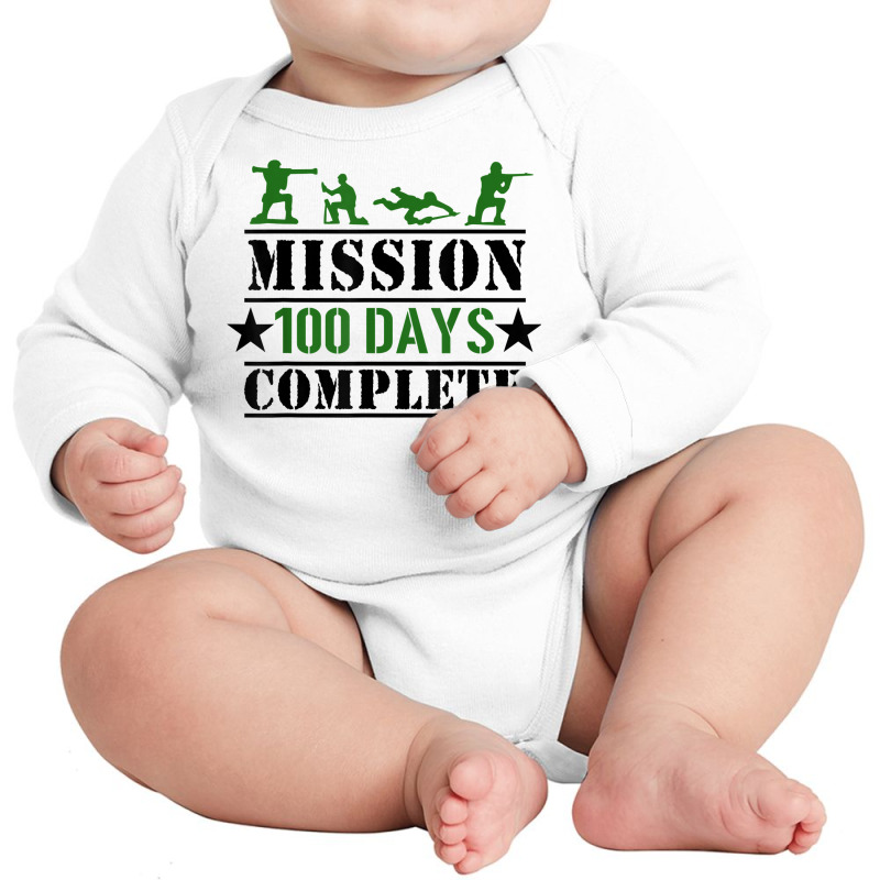 Mission 100 Days Of School Complete Boy Soldier St Long Sleeve Baby Bodysuit | Artistshot