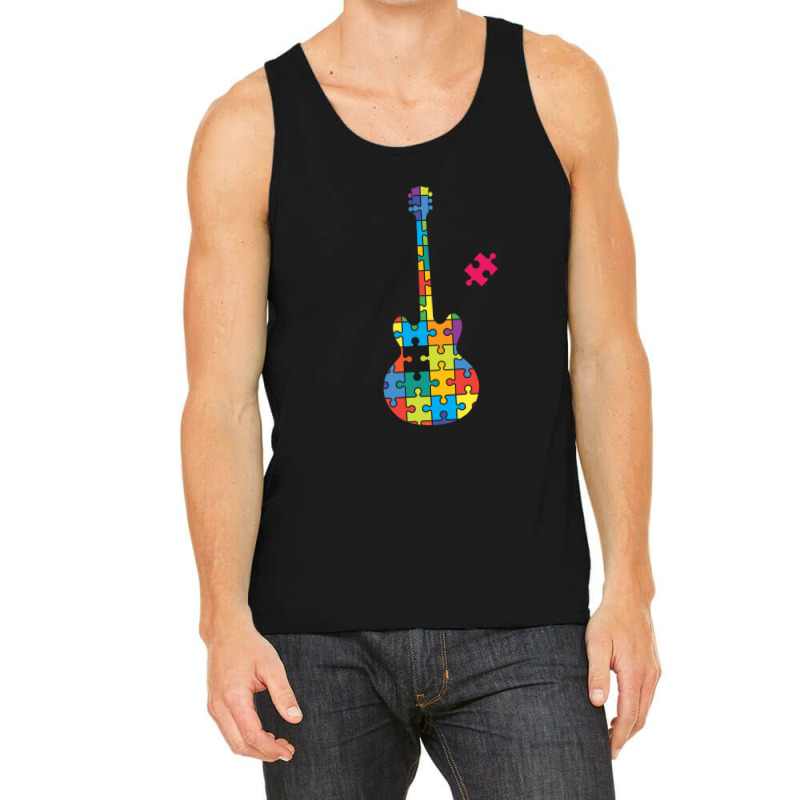 Color Puzzle Semi Hollow Electric Guitar Silhouett Tank Top | Artistshot