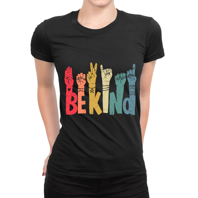 Unity Day Orange Be Kind Sign Language Hand Anti B Ladies Fitted T-Shirt by ravand | Artistshot