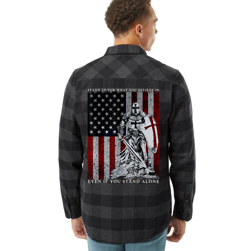 Knight Templar American Flag Crusader T Shirt Flannel Shirt | Artistshot