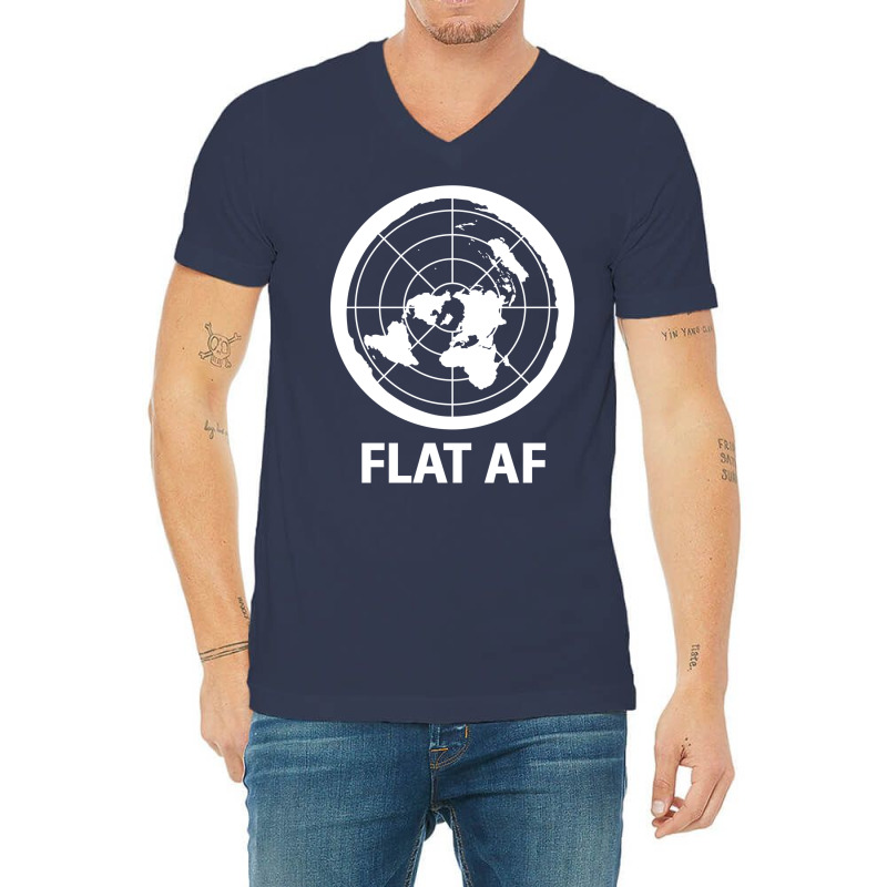 Flat Af Flat Earth Society V-Neck Tee by winkleslifkos | Artistshot