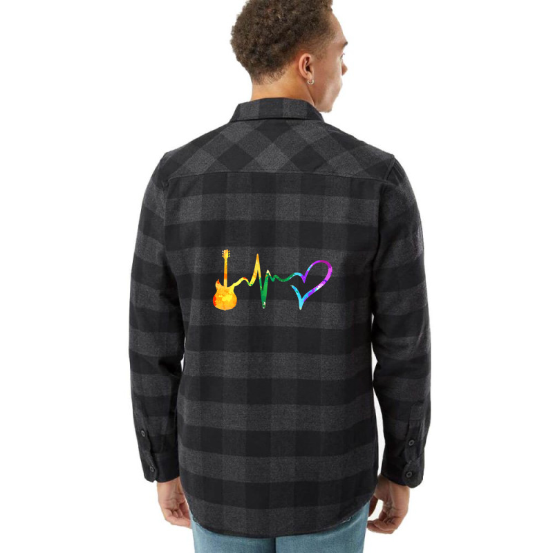 Electric Guitar Heartbeat Watercolor 1 Flannel Shirt | Artistshot