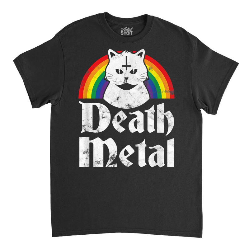 Death Metal Shirt Satanic Cat Rainbow Rock Goth Co Classic T-shirt by kulowbu | Artistshot